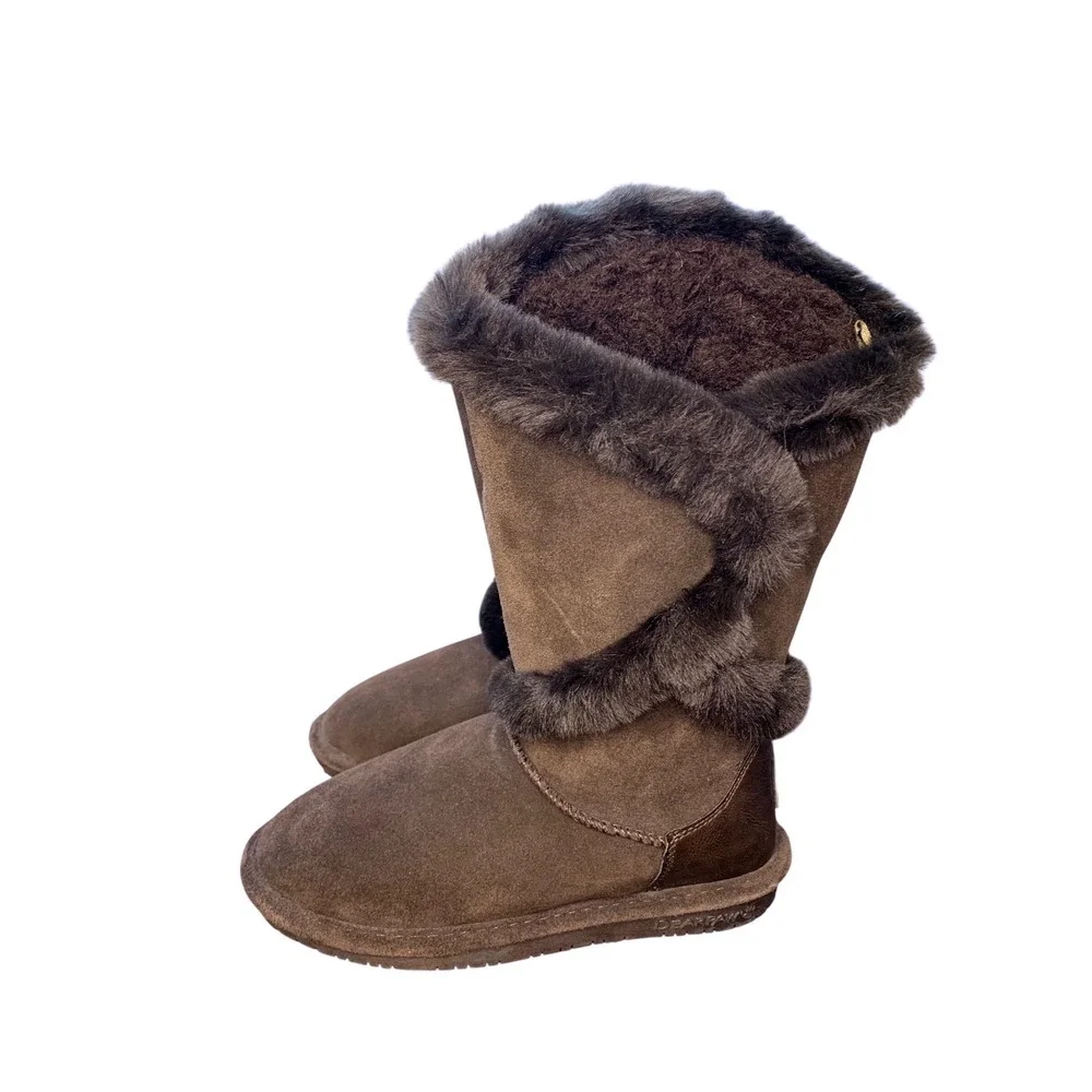 Bearpaw‎ Sheilah Brown Suede Faux Fur Trimmed Winter Boots Women's Size 7 NWOT